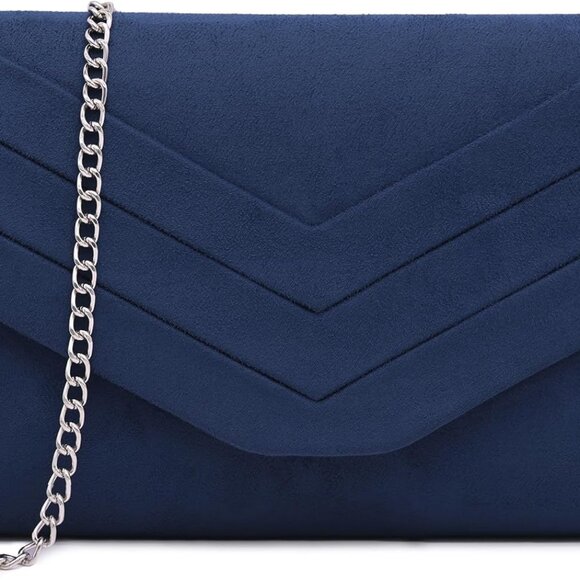 Suede Evening Clutch Bag Women Crossbody Shoulder Purse Formal Party - Picture 1 of 8